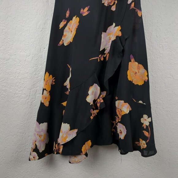 UO Kimchi Blue Sabina Floral Ruffle Wrap Lace Up Mini Dress Est. Size Small - Picture 7 of 11